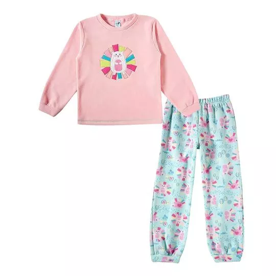 Pijama Porco Espinho- Rosa & Verde Água- Tip Top