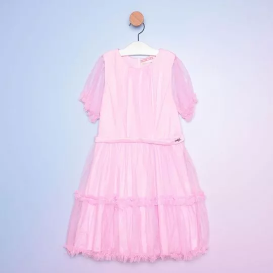 Vestido Com Recortes- Rosa Claro- Mon Sucré