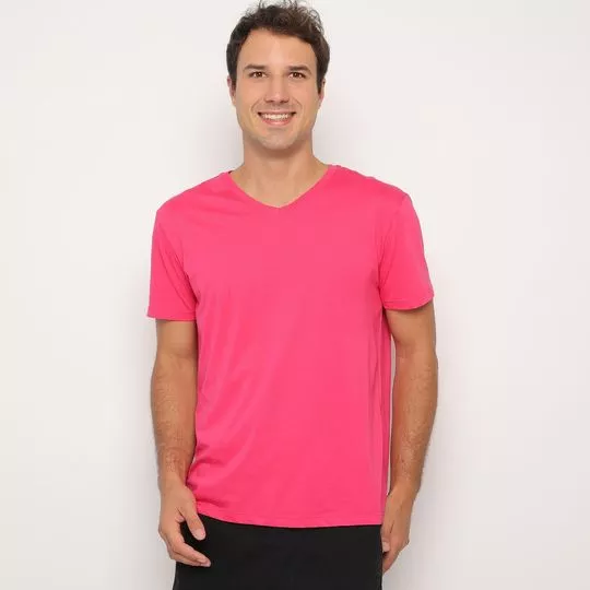 Camiseta Em Algodão Pima- Pink- Reserva