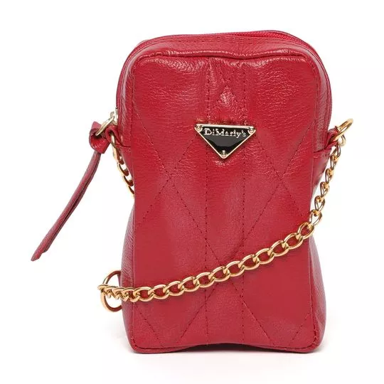 Bolsa Mini Em Couro Texturizada- Vermelha- 13x21cm