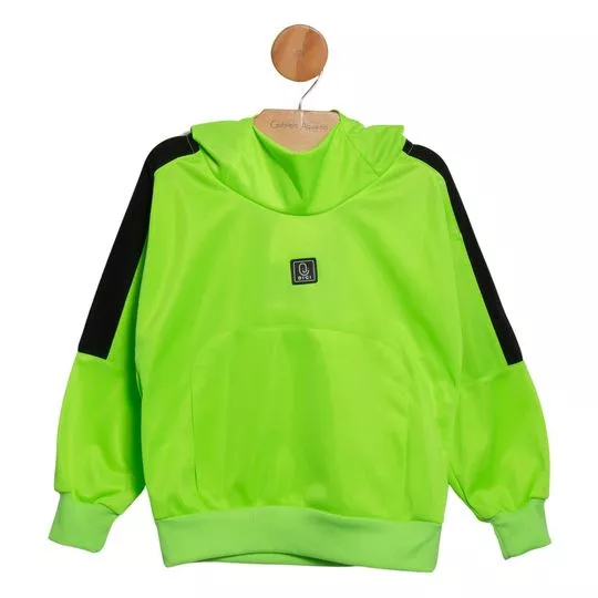 Blusão Com Recortes- Verde Neon & Preto- Digi