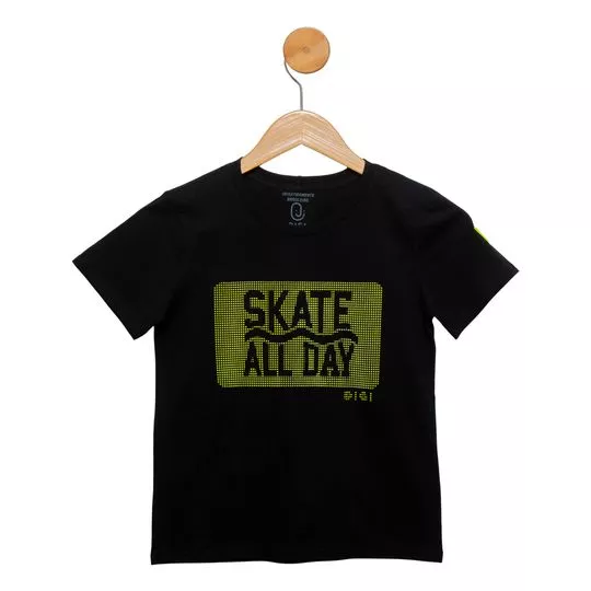 Camiseta Skate All Day- Preta & Amarela- Digi