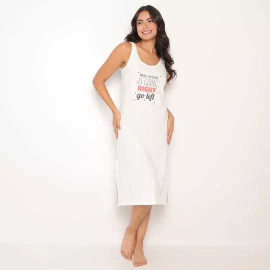 Camisola Com Inscrições- Off White & Preta- Danka Pijamas