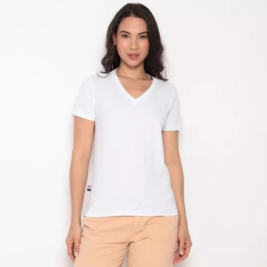 Camiseta Com Bordado- Branca- U.S. Polo Assn