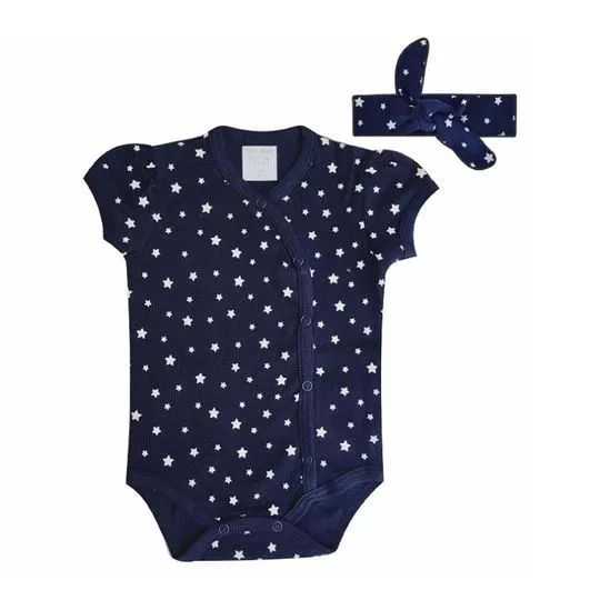 Body Estrelas- Azul Marinho & Branco- Ticco Baby