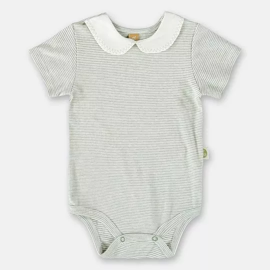 Body Listrado- Off White & Verde- Up Baby- Up Baby & Up Kids