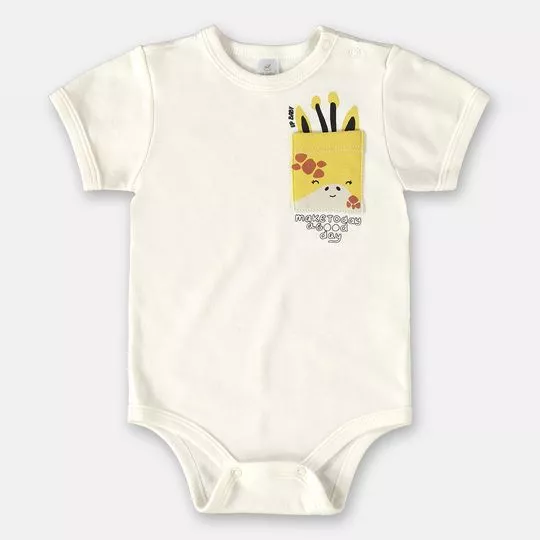 Body Girafinha- Off White & Amarelo- Up Baby- Up Baby & Up Kids
