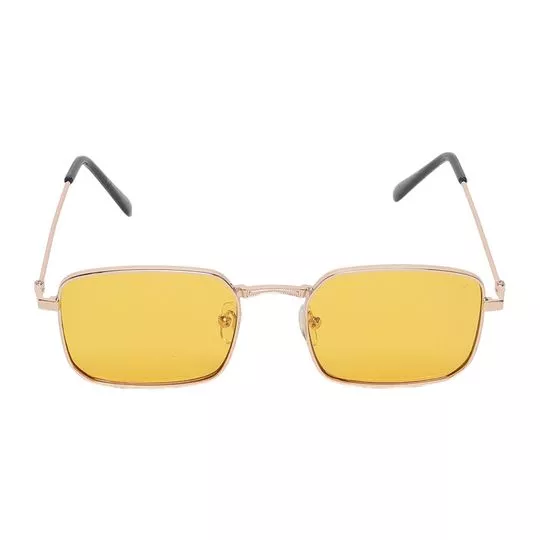 Óculos De Sol Retangular- Dourado & Amarelo