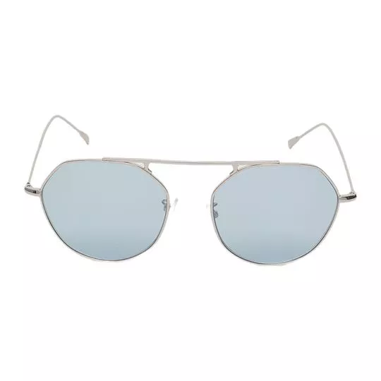 Óculos De Sol Arredondado- Prateado & Azul