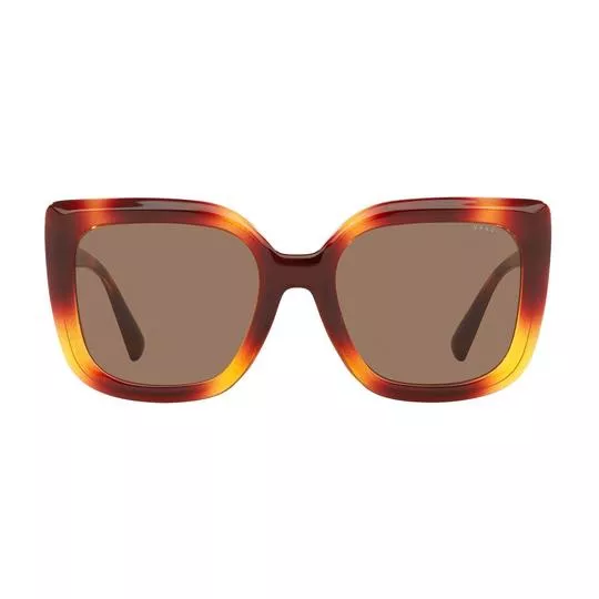 Óculos De Sol Quadrado- Vermelho Escuro & Amarelo