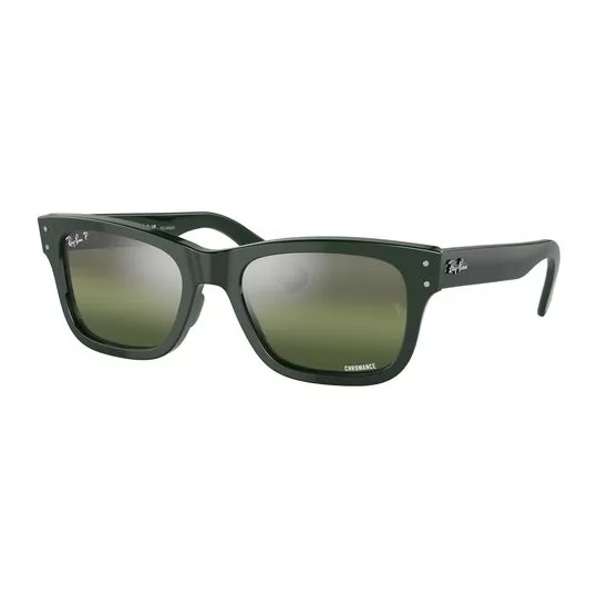 Óculos De Sol Retangular- Preto & Verde