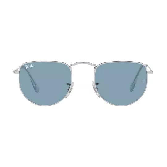 Óculos De Sol Arredondado- Prateado & Azul Escuro