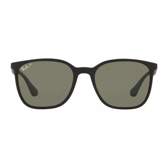 Óculos De Sol Retangular - Preto & Verde
