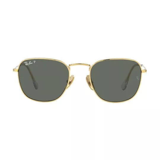 Óculos De Sol Quadrado- Dourado & Cinza Escuro