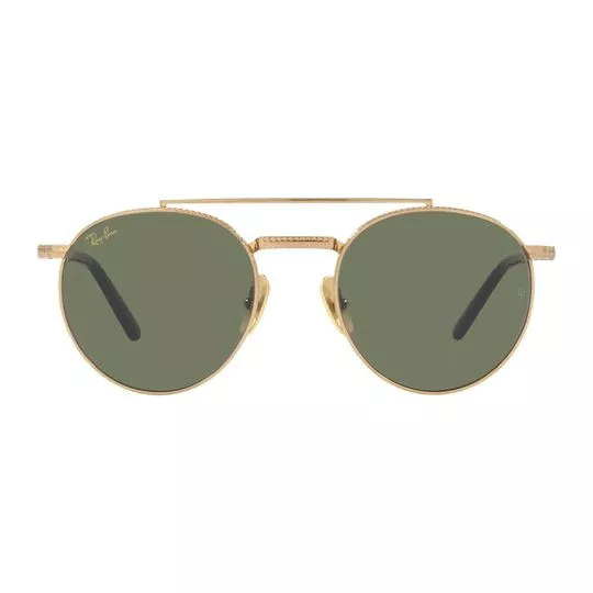 Óculos De Sol Aviador - Verde Escuro & Dourado