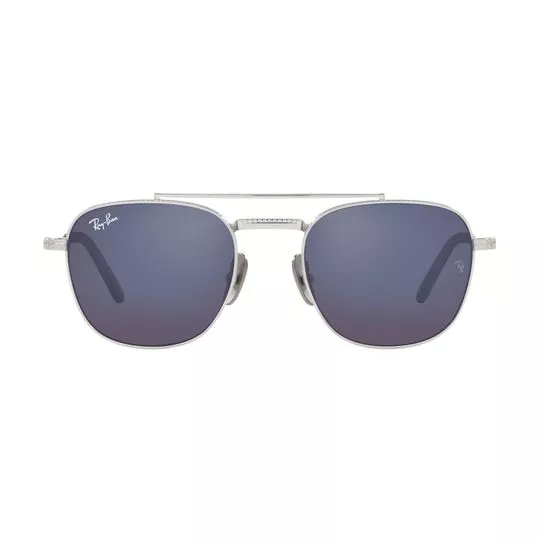 Óculos De Sol Aviador- Prateado & Azul Escuro