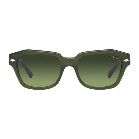 Óculos De Sol Retangular- Verde Escuro & Verde