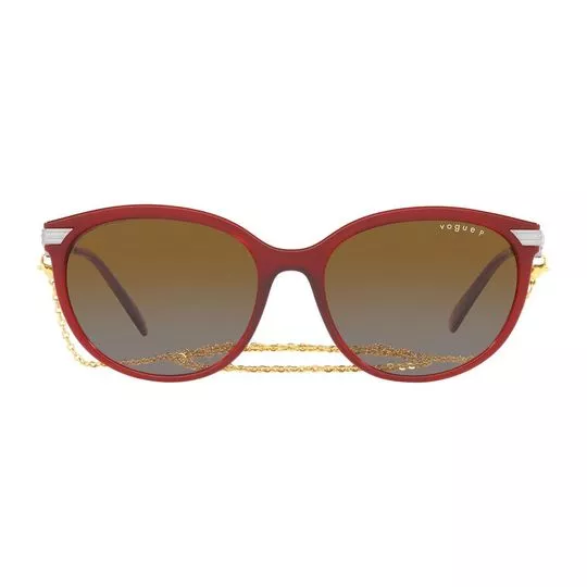 Óculos De Sol Arredondado- Vermelho Escuro & Marrom