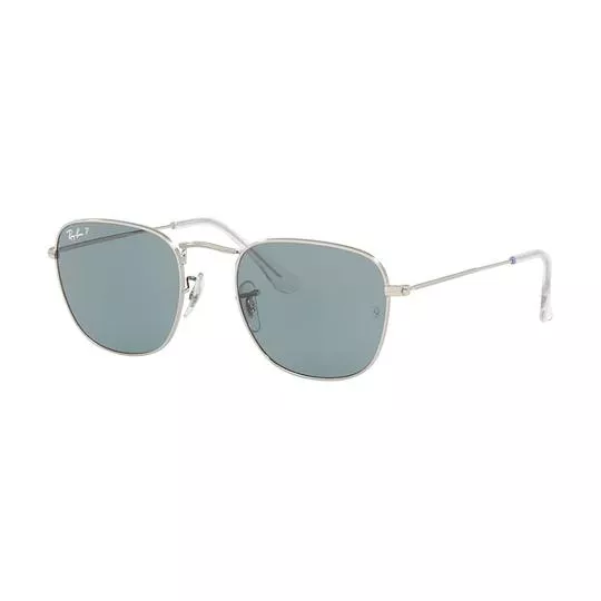 Óculos De Sol Quadrado- Azul & Prateado