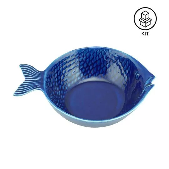 Jogo De Bowls Peixe Ocean- Azul Escuro- 4Pçs- 400ml- Wolff