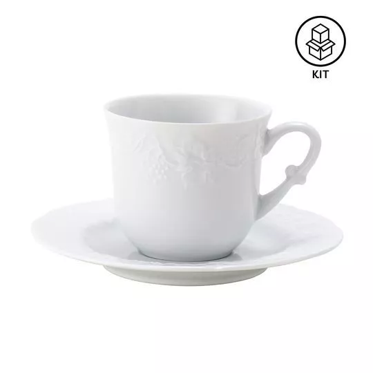 Jogo De Xícaras Para Chá Limoges Vendange- Branco- 6Pçs- 200ml- Wolff