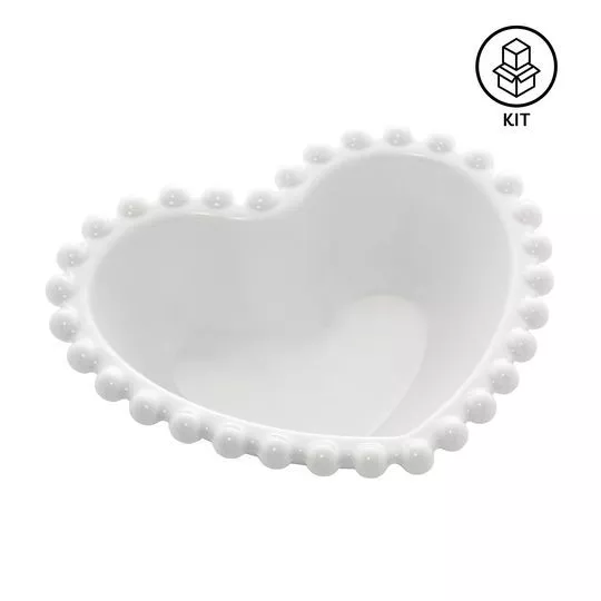 Jogo De Bowls Coração Beads- Branco- 4Pçs- 150ml- Wolff