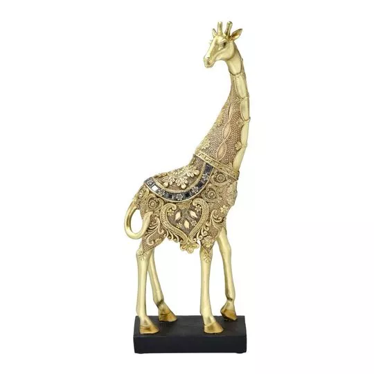 Girafa Decorativa- Dourada & Chumbo- 36x13,5x6,5cm- Mabruk
