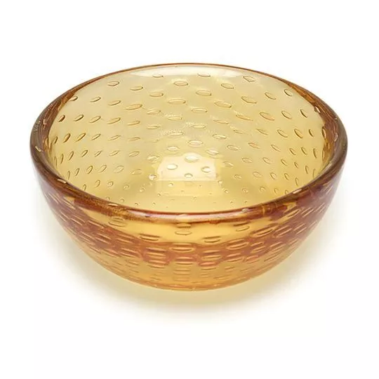 Bowl Tela Com Ouro 24K- Âmbar & Dourada- 9xø17cm