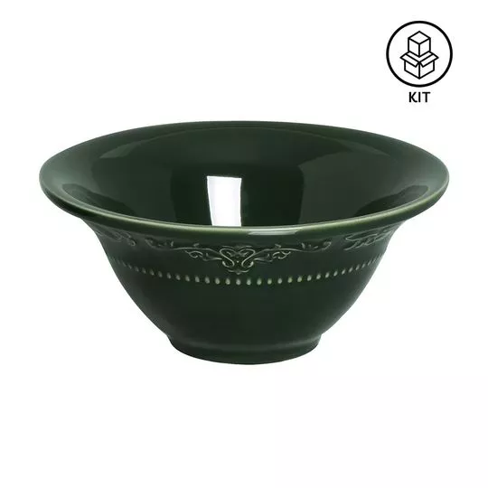 Jogo De Bowls Acanthus- Verde Escuro- 6Pçs- 445ml- Porto Brasil