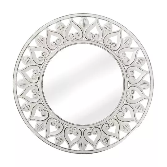 Espelho Com Relevos- Branco- Ø60cm- BTC Decor