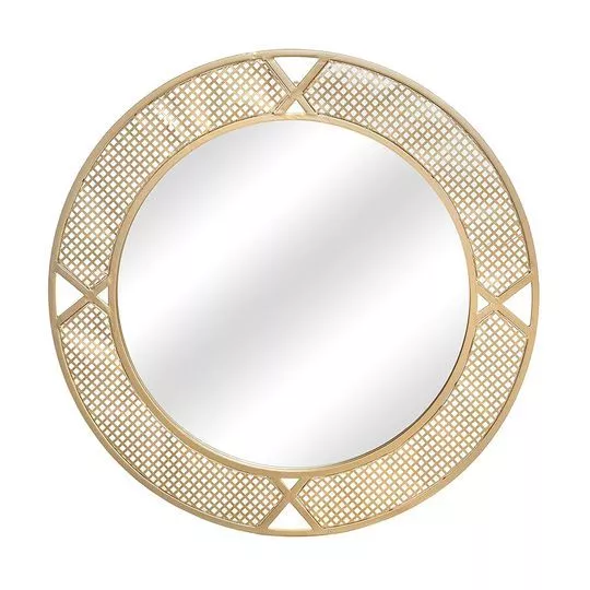 Espelho Decorativo De Parede- Dourado- Ø80cm- BTC Decor