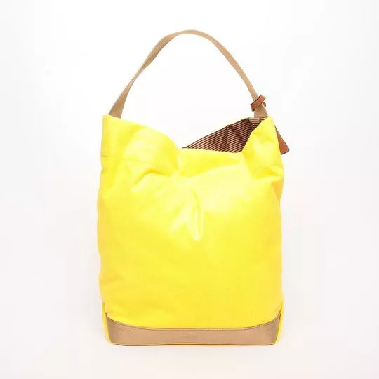 Bolsa Shopper Em Couro- Amarela & Marrom- 40x44,5x15,5cm- Griffazzi