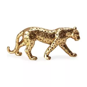 Escultura Leopardo<BR>- Dourada<BR>- 6,5x15x4,5cm<BR>- Mart
