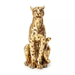 Escultura Leopardo<BR>- Dourada<BR>- 5x10,5x4cm<BR>- Mart
