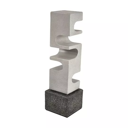 Escultura Abstrata- Preta & Cinza- 33,5x9,5x9,5cm- Mart