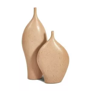 Jogo De Vasos Decorativos<BR>- Bege<BR>- 2Pçs<BR>- Mart