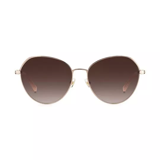 Óculos De Sol Arredondado- Dourado & Marrom Escuro- Kate Spade