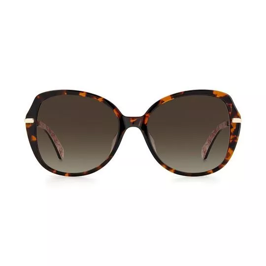 Óculos De Sol Arredondado- Laranja & Marrom Escuro- Kate Spade