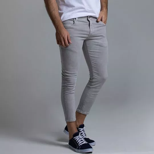 Calça Jeans Cropped - Cinza Claro