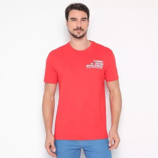 Camiseta Com Inscrições- Vermelha & Branca