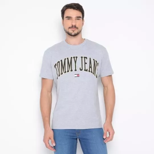 Camiseta Em Mescla Tommy Jeans®- Cinza & Preta