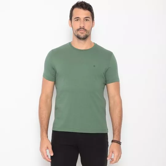 Camiseta Com Bordado- Verde