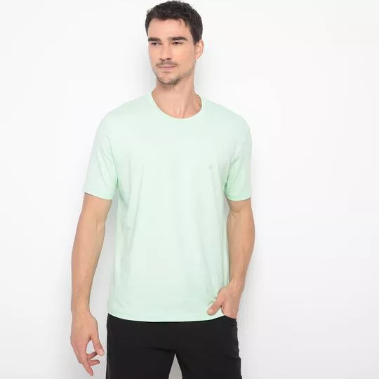 Camiseta Com Bordado- Verde Claro