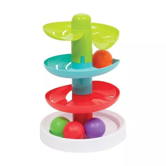 Brinquedo Torre Espiral De Bola- Branco & Vermelho- 8Pçs