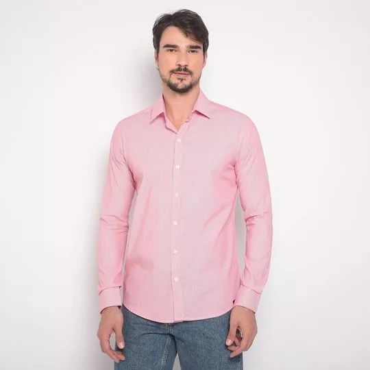 Camisa Listrada Com Recortes- Rosa & Branca
