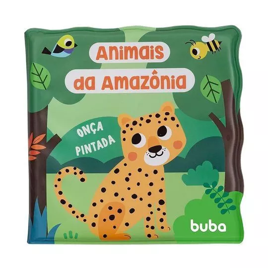 Livrinho De Banho Animais Da Amazônia- Branco & Verde- 15x15x3cm- Buba