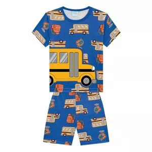 Pijama Ônibus<BR>- Azul Escuro & Laranja<BR>- Kyly