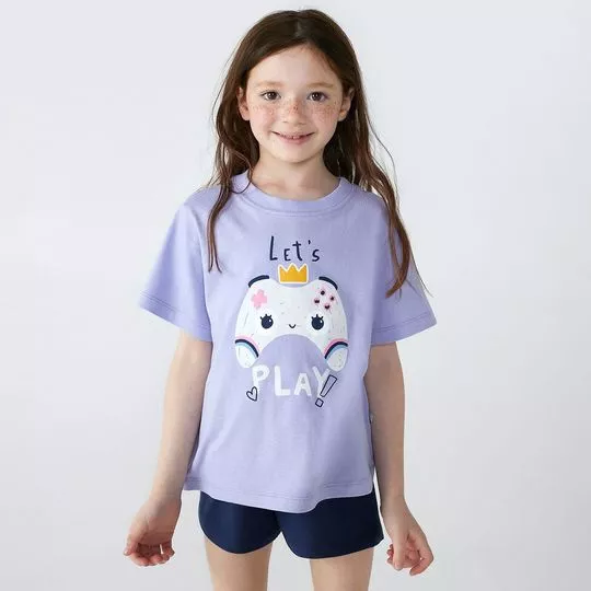 Pijama Let's Play- Lilás & Azul Marinho- Hering Kids