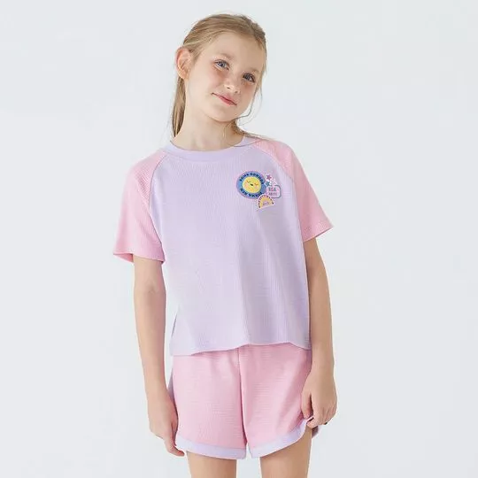 Pijama Texturizado- Lilás & Rosa Claro- Hering Kids