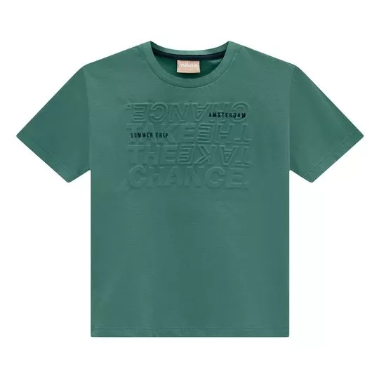 Camiseta Com Relevo- Verde Escuro & Preta- Milon